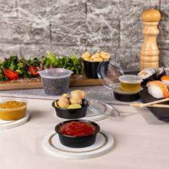 Juoda padažinė su skaidriu dangteliu 60ml