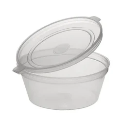 Skaidri plastikinė padažinė 60ml su dangteliu (sujungtu)