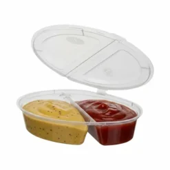 Plastikinė padažinė 2 daliu su sujungtu dangteliu