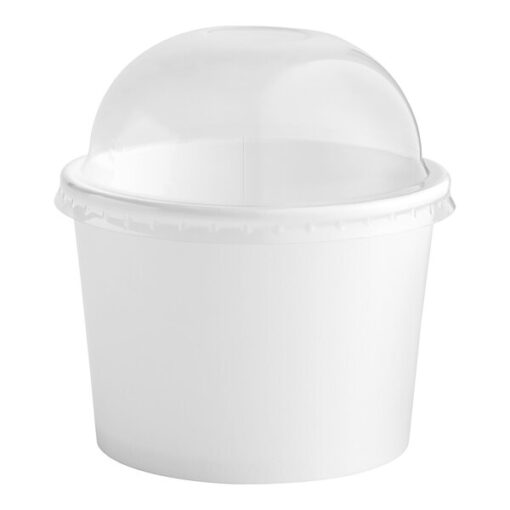 Popierinis indelis ledams baltas 240ml su gaubtu dangteliu