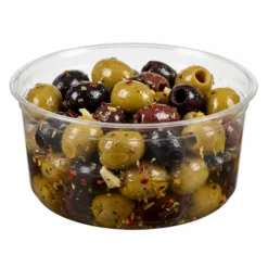 235ml PET indelis užpildytas marinuotomis alyvuogėmis