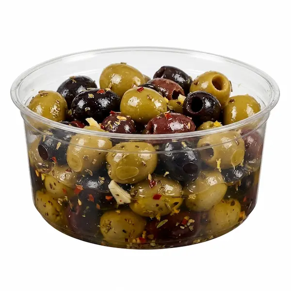 235ml PET indelis užpildytas marinuotomis alyvuogėmis