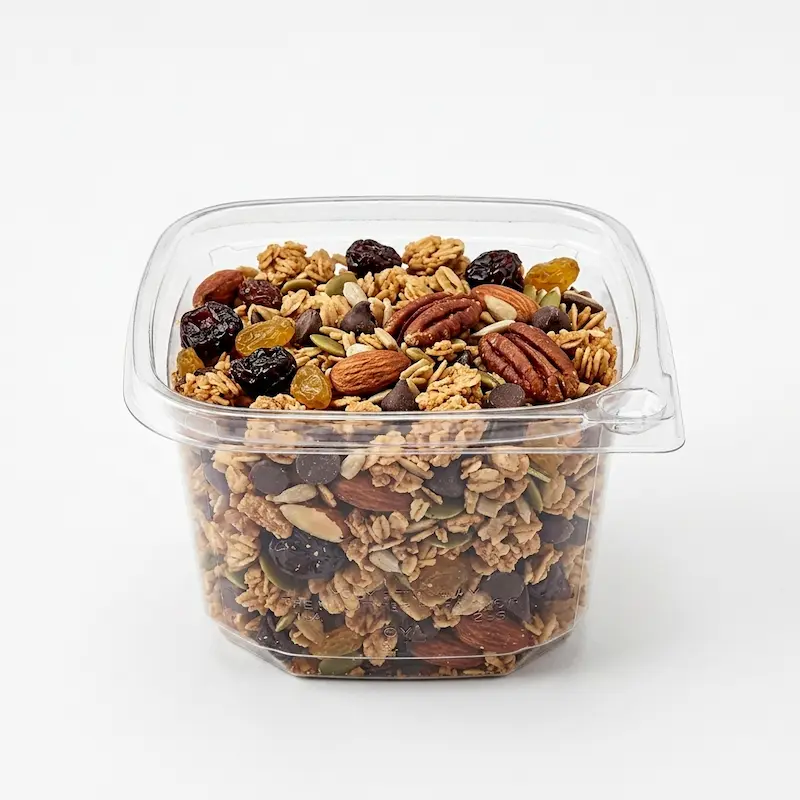473ml kvadratinis plastikinis indelis granolai
