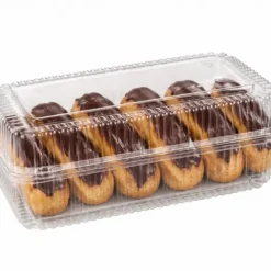 Skaidri plastikinė konditerinė dėžutė 22x11x8.5 cm desertai eklerai