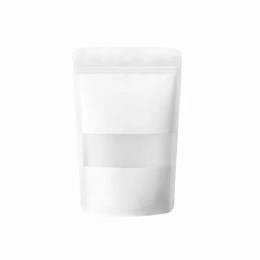 Doypack maišelis baltas su langeliu 100ml