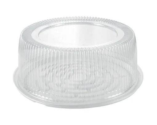 Apvali plastikinė dėžutė tortui