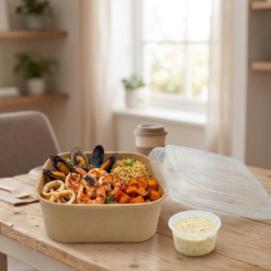 Popierinė kvadratinė dėžutė maisto išsinešimui