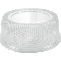 Apvali skaidri plastikinė dėžutė tortui 23 cm